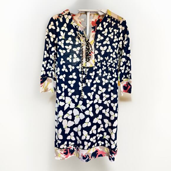 Diane von Furstenberg Women's Blue Silk Shift Dress Riviera Floral Print Size 4 - Picture 3 of 14